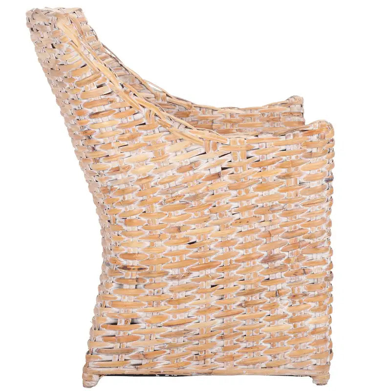 Rattan Wicker Wingback Armchair with Cotton Cushion | Fully Assembled