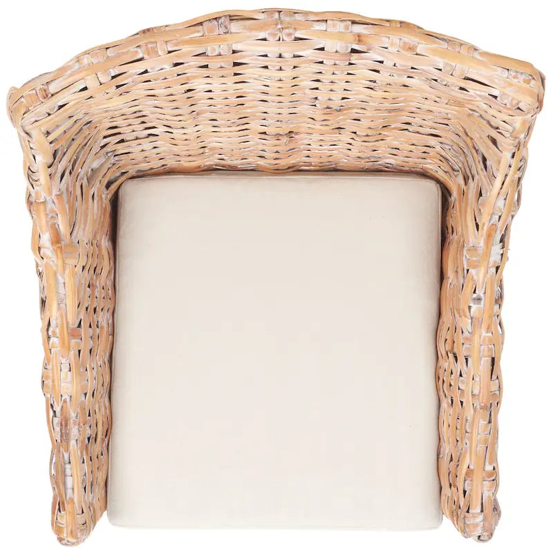 Rattan Wicker Wingback Armchair with Cotton Cushion | Fully Assembled