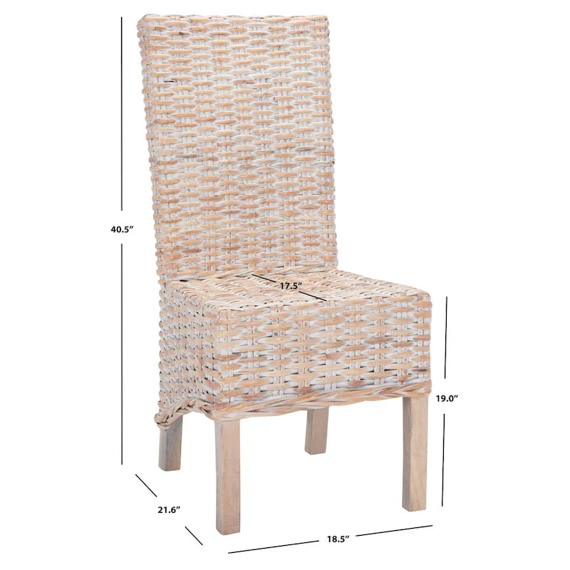 Rattan Wicker Wingback Armchair with Cotton Cushion | Fully Assembled