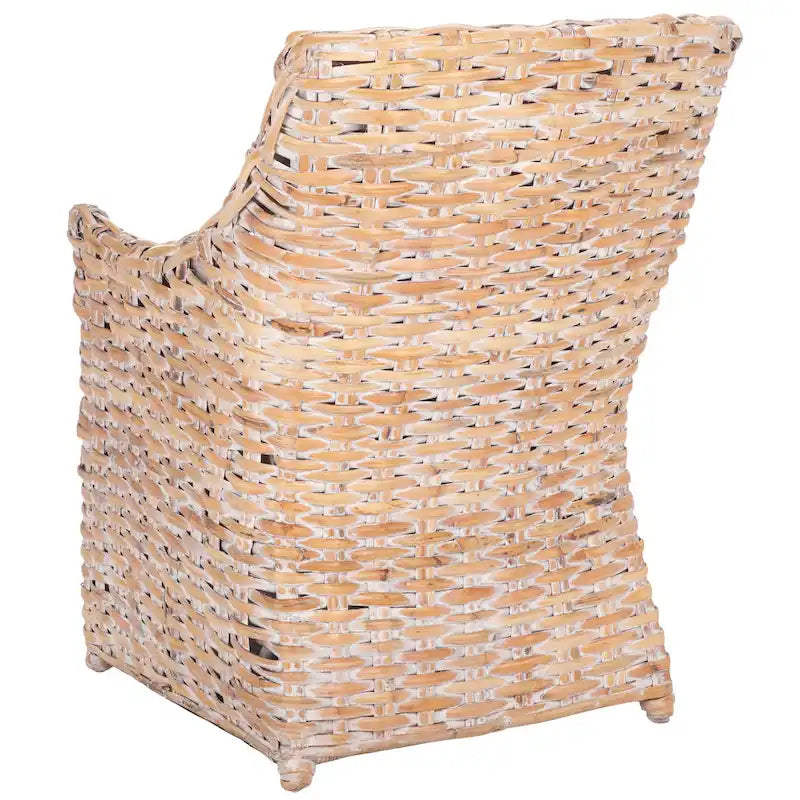 Rattan Wicker Wingback Armchair with Cotton Cushion | Fully Assembled