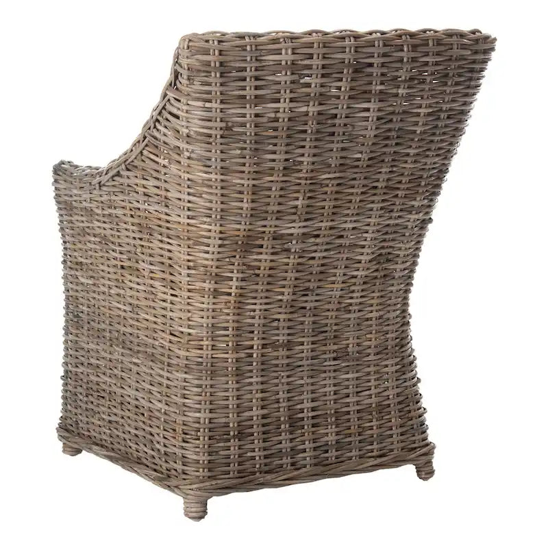 Rattan Wicker Wingback Armchair with Cotton Cushion | Fully Assembled