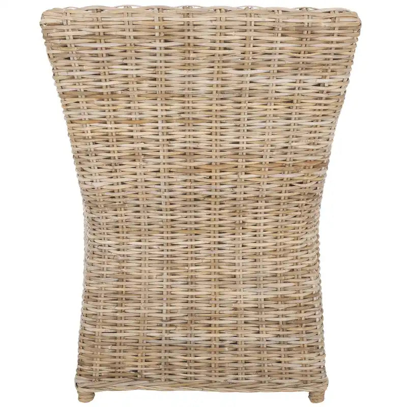 Rattan Wicker Wingback Armchair with Cotton Cushion | Fully Assembled