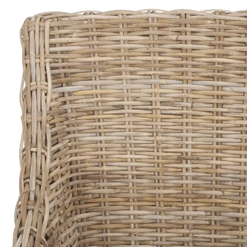 Rattan Wicker Wingback Armchair with Cotton Cushion | Fully Assembled