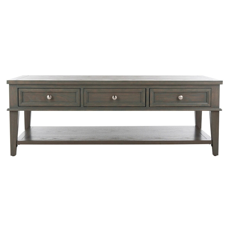 Shaker Style Pine Wood Coffee Table with 3 Drawers and Lower Shelf