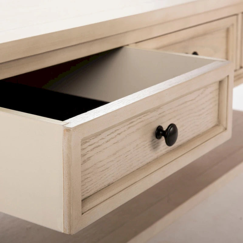Shaker Style Pine Wood Coffee Table with 3 Drawers and Lower Shelf