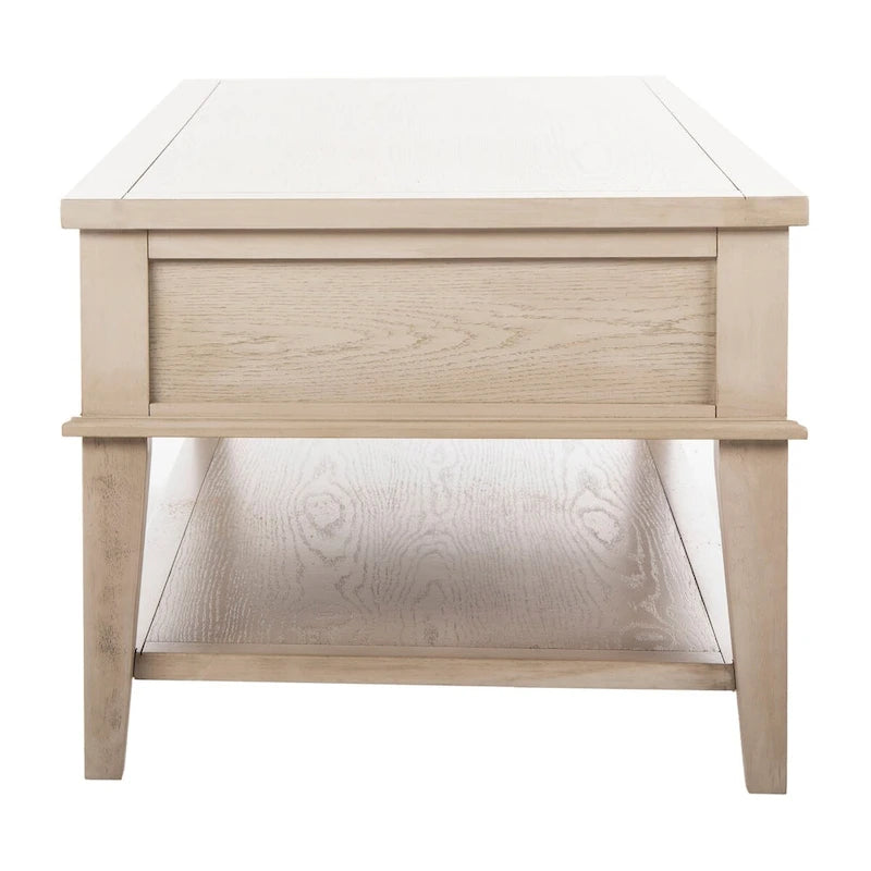Shaker Style Pine Wood Coffee Table with 3 Drawers and Lower Shelf