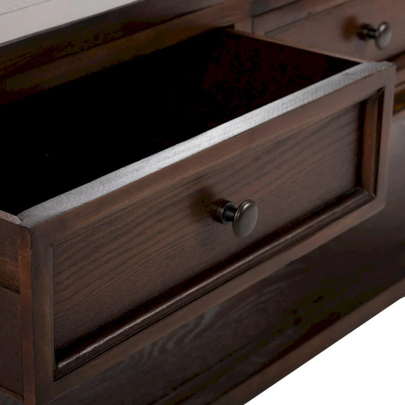 Shaker Style Pine Wood Coffee Table with 3 Drawers and Lower Shelf