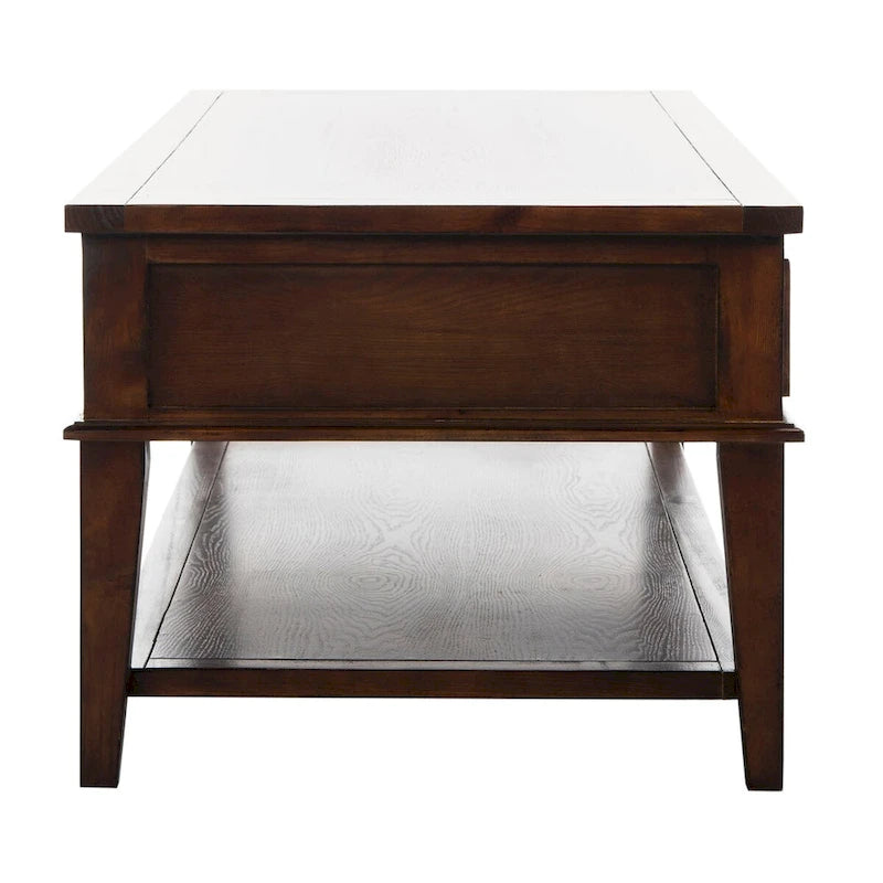 Shaker Style Pine Wood Coffee Table with 3 Drawers and Lower Shelf