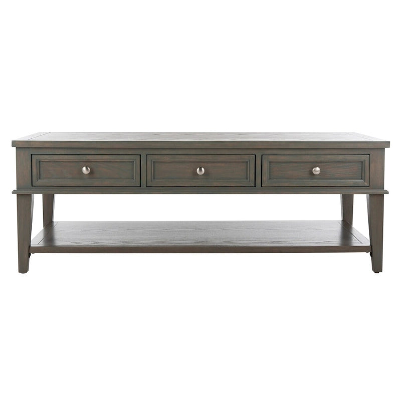 Shaker Style Pine Wood Coffee Table with 3 Drawers and Lower Shelf