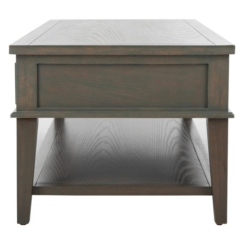 Shaker Style Pine Wood Coffee Table with 3 Drawers and Lower Shelf