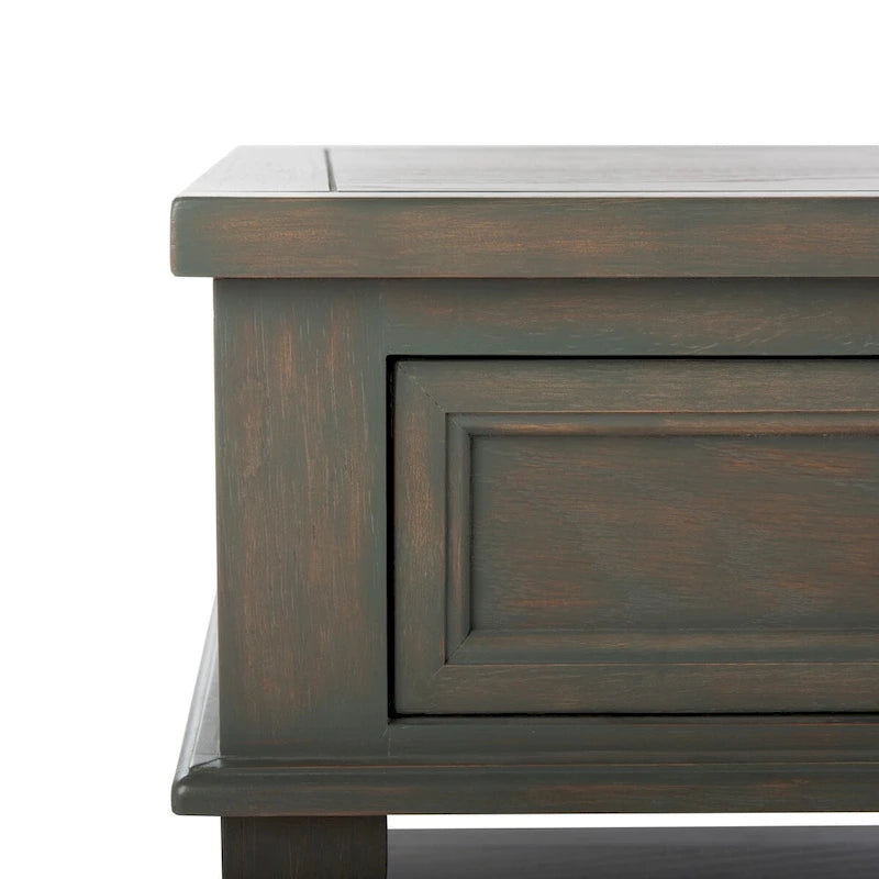 Shaker Style Pine Wood Coffee Table with 3 Drawers and Lower Shelf