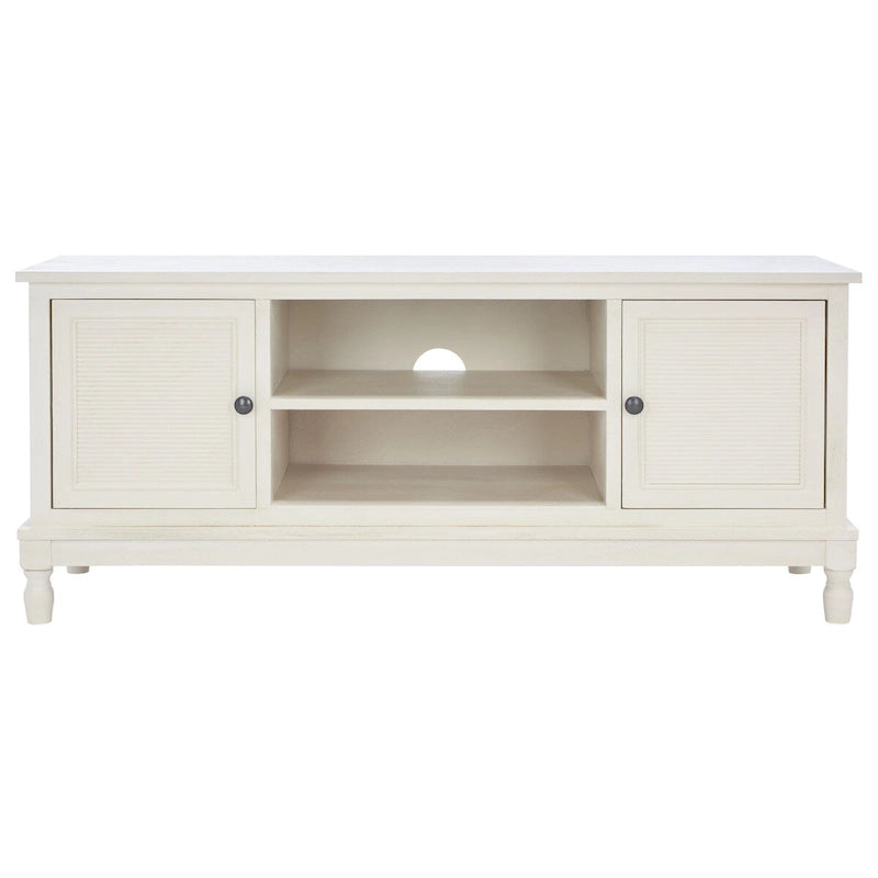 2-Door 1-Shelf Media Stand with Striated Door Detail | Distressed Finish
