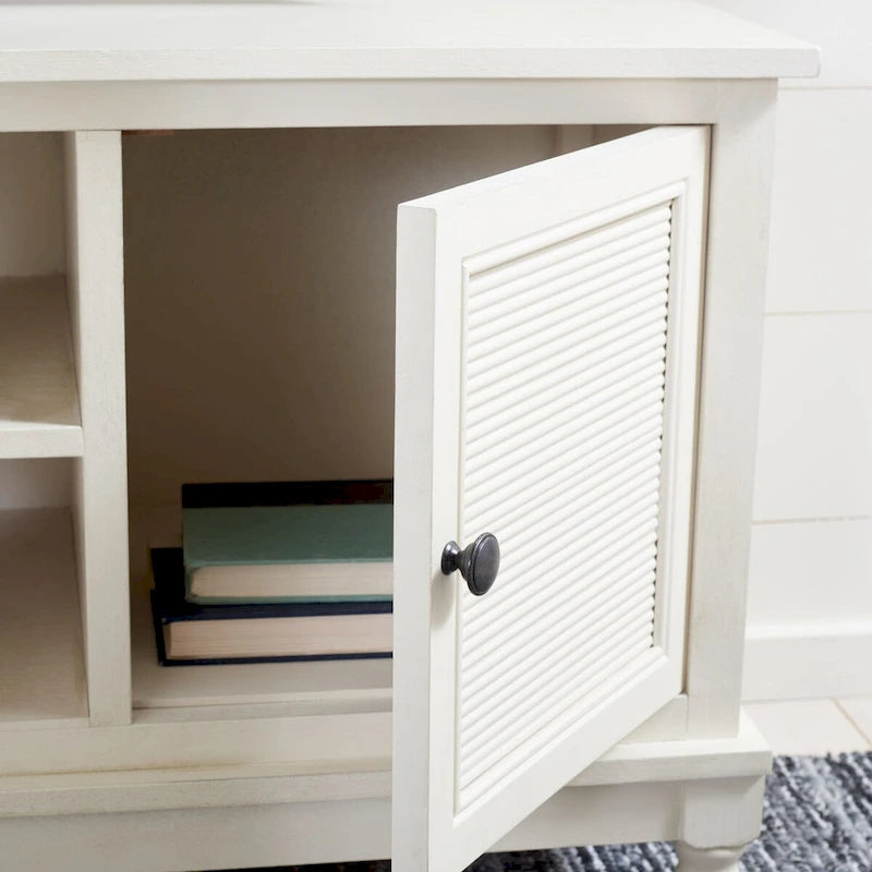 2-Door 1-Shelf Media Stand with Striated Door Detail | Distressed Finish