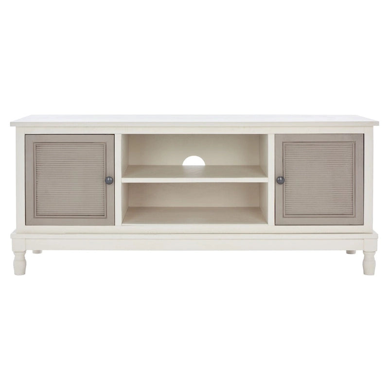 2-Door 1-Shelf Media Stand with Striated Door Detail | Distressed Finish