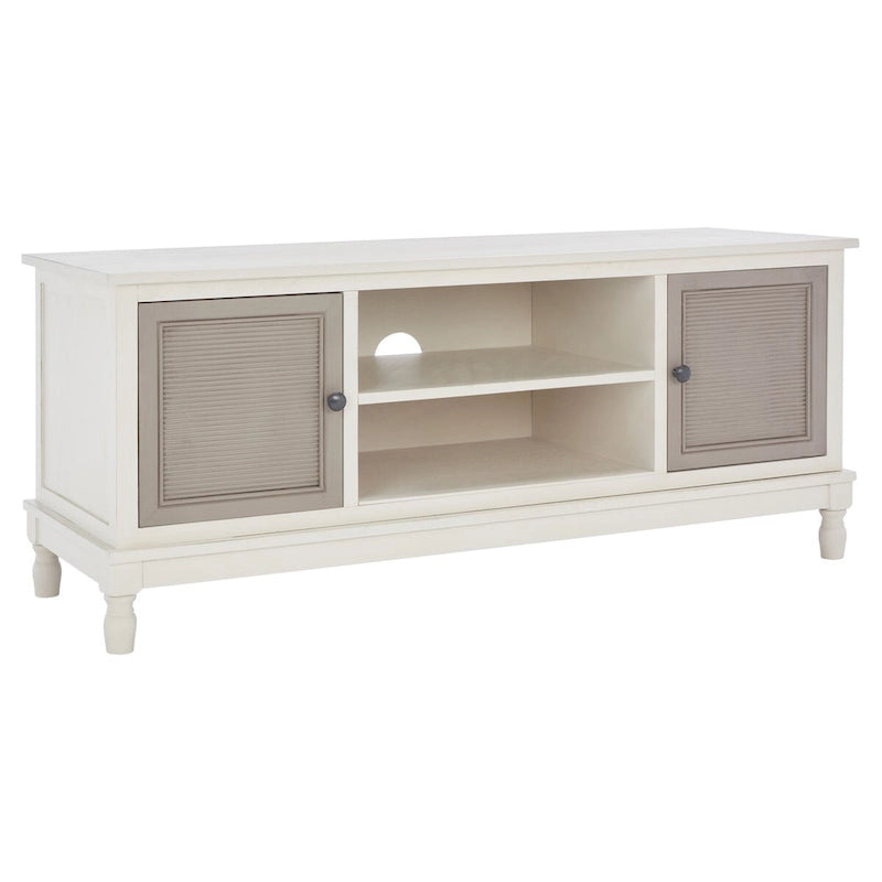 2-Door 1-Shelf Media Stand with Striated Door Detail | Distressed Finish