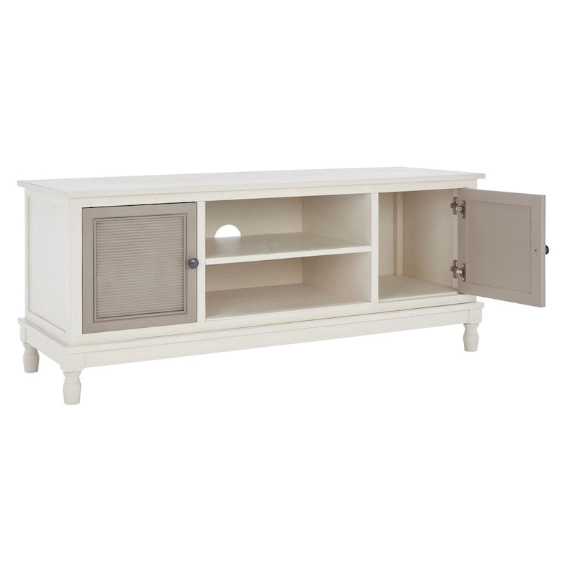2-Door 1-Shelf Media Stand with Striated Door Detail | Distressed Finish