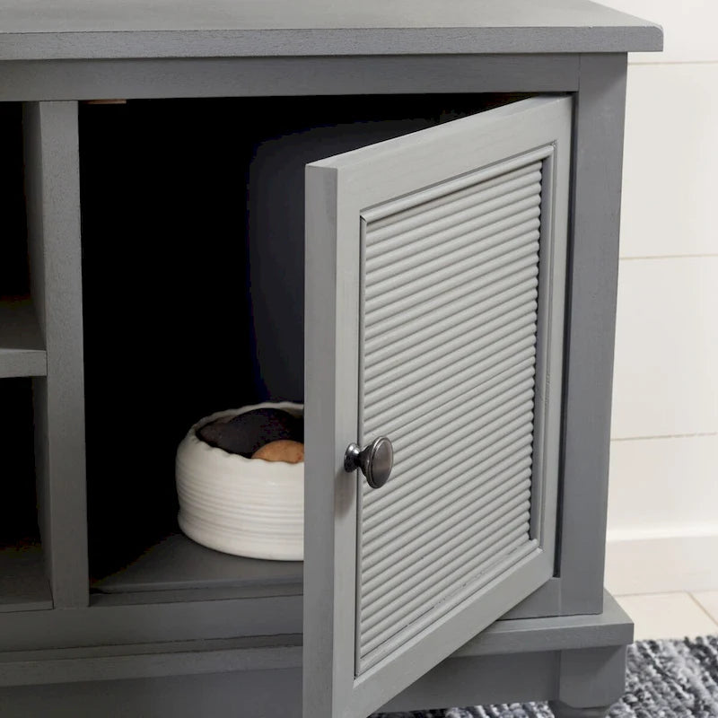 2-Door 1-Shelf Media Stand with Striated Door Detail | Distressed Finish