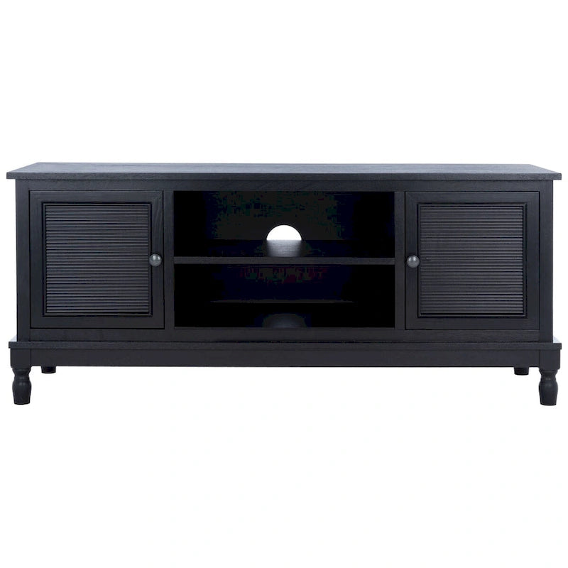 2-Door 1-Shelf Media Stand with Striated Door Detail | Distressed Finish