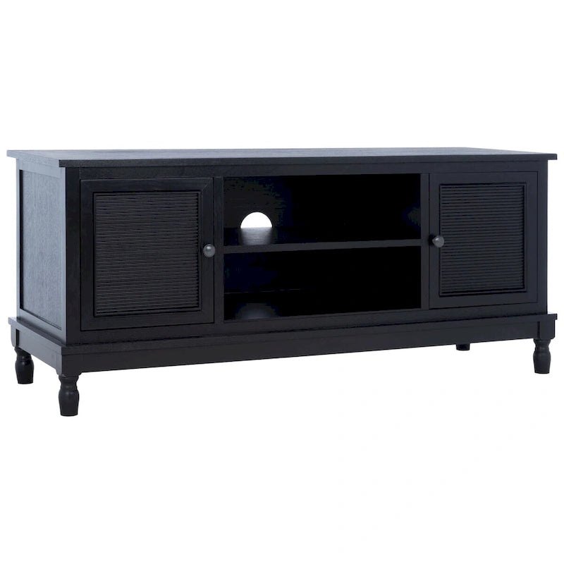 2-Door 1-Shelf Media Stand with Striated Door Detail | Distressed Finish