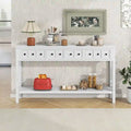 Rustic Console Table with 4 Drawers and Bottom Shelf | Distressed Finish