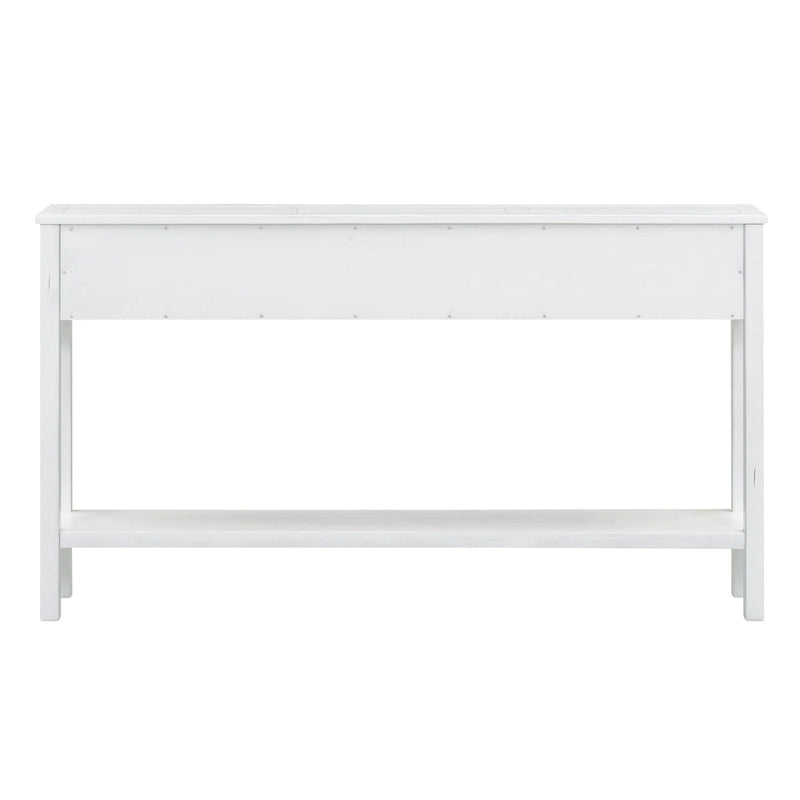 Rustic Console Table with 4 Drawers and Bottom Shelf | Distressed Finish