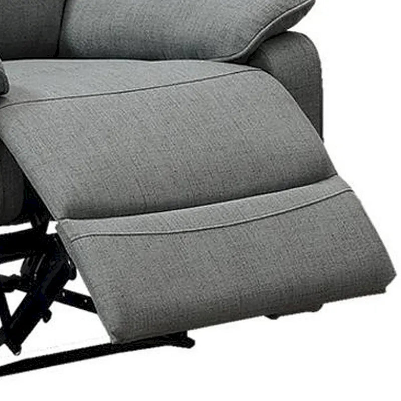 Manual Recliner Chair with Burlap Upholstery and Channel Tufted Headrest