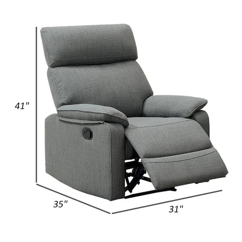 Manual Recliner Chair with Burlap Upholstery and Channel Tufted Headrest